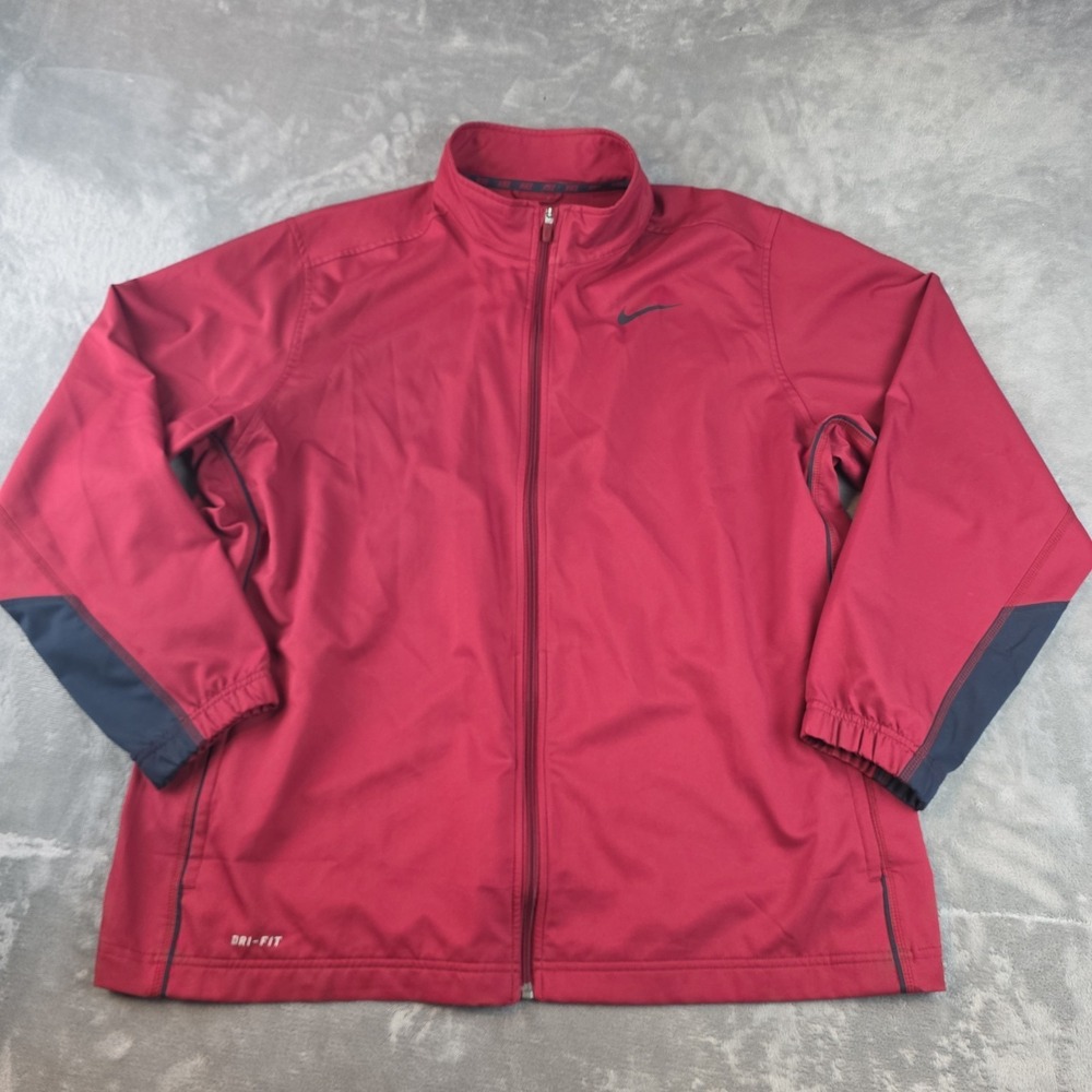 Nike Dri-fit‎ Full-Zip Jacket Men's Size 2XL Burgundy And Black